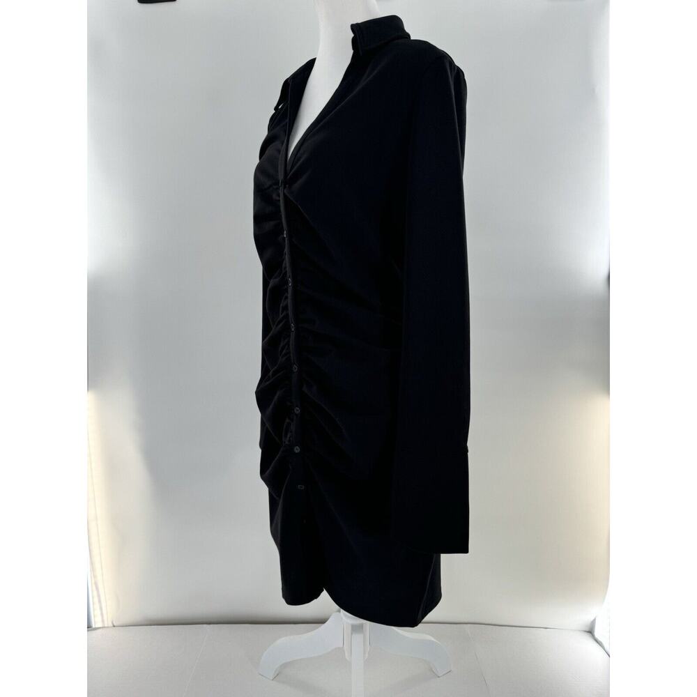 H&M Draped Dress Size M Shirt Button Down Rouched Gathered Dark Academia - Picture 3 of 16